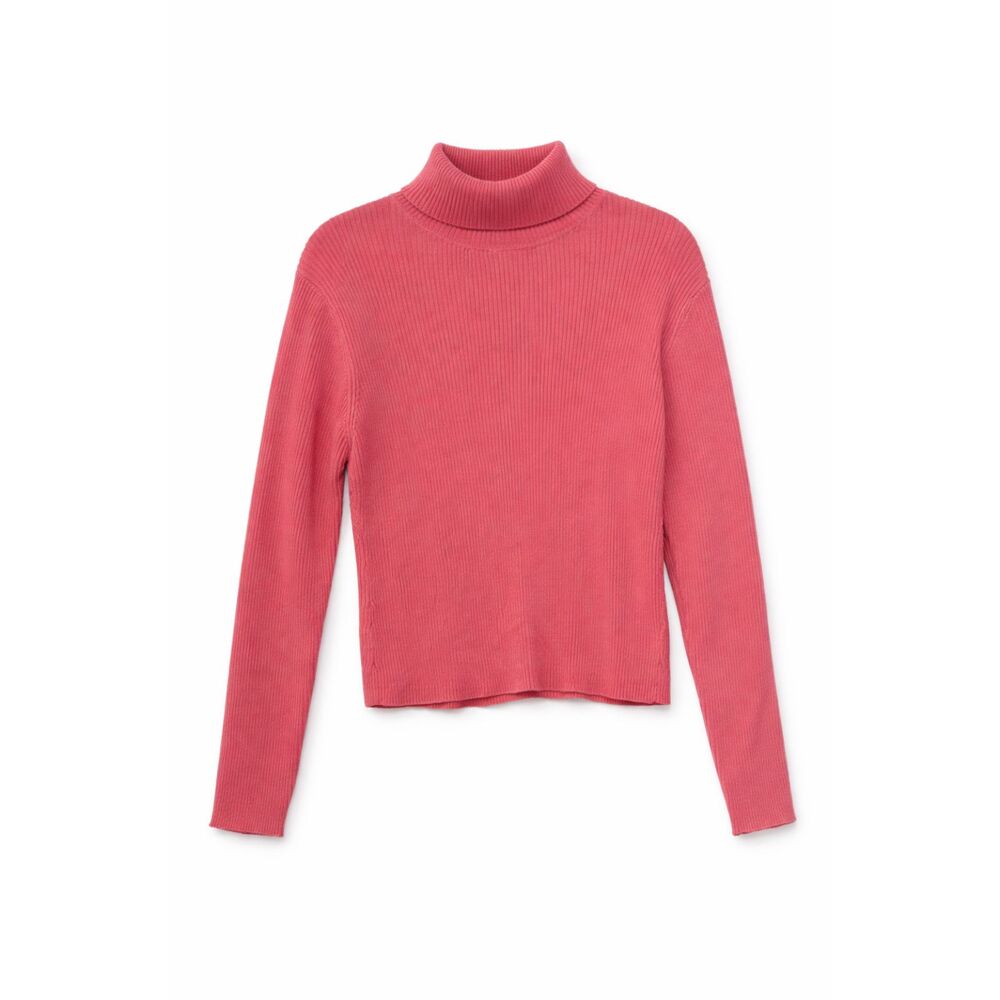 Mountain Lake Pink Ribbed Turtleneck Sweater M 100% Cotton Fitted Prep Coquette‎